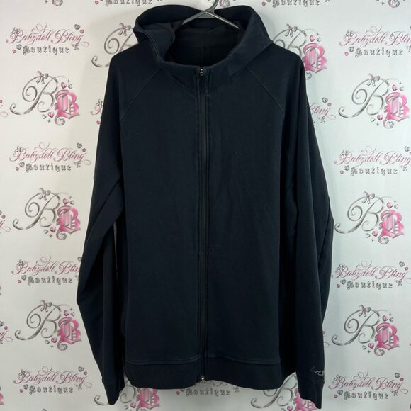 lululemon athletica sweater zip up white cap pockets Black hoodie hooded - Picture 1 of 11